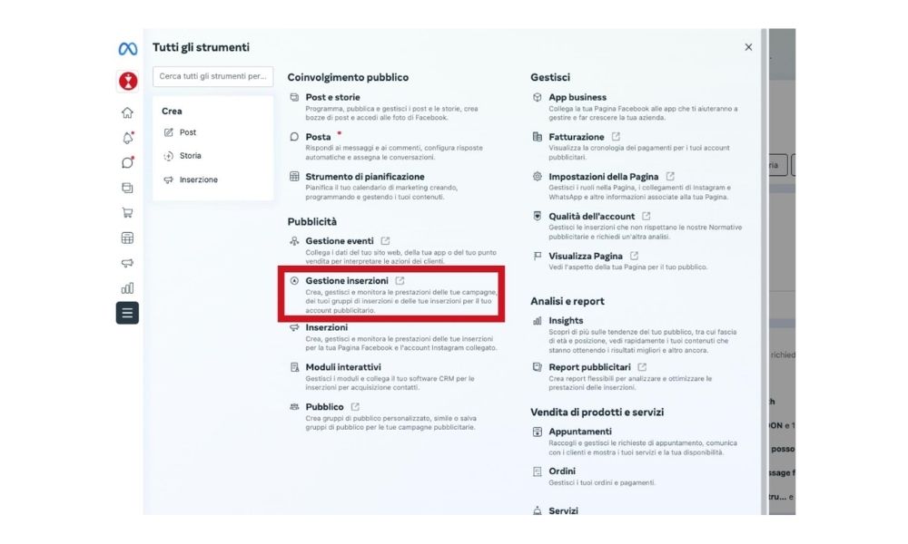 Come accedere a Gestione Inserzioni dalla Business Suite